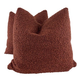 Chelsea Textile "Kingswood Boucle" in Brick 22" Pillows-A Pair For Sale