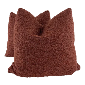 Chelsea Textile "Kingswood Boucle" in Brick 22" Pillows-A Pair