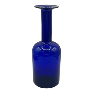 1960s Holmegaard Otto Brauer Cobalt Blue “Gulvase” Vase