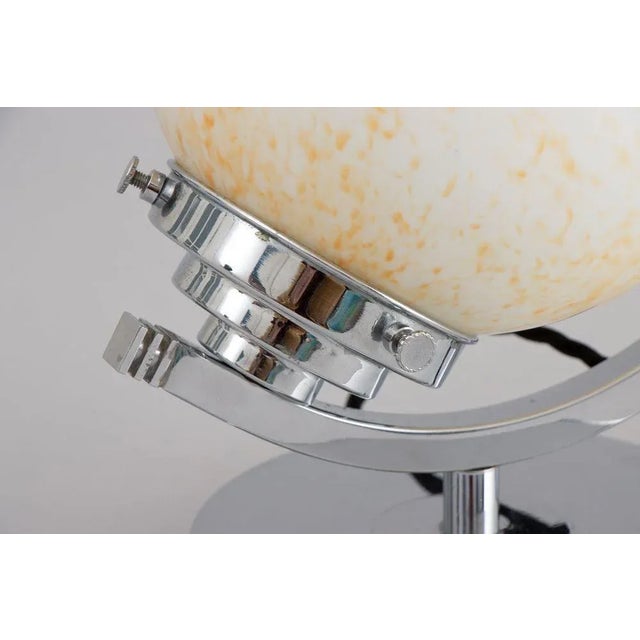 British Art Deco Table Lamp with Half Moon Chrome Frame, 1930 For Sale - Image 4 of 8