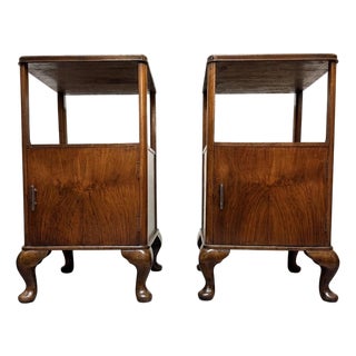 Vitnage Art Deco Burr Walnut Bedside Tables, 1930s, Set of 2 For Sale