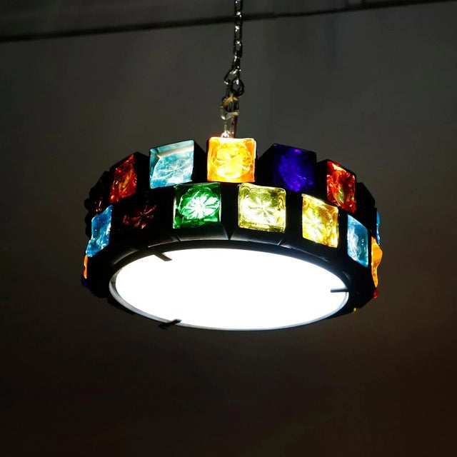 1970s 1970s Hand Blown Glass Chandeliers by Feders For Sale - Image 5 of 6