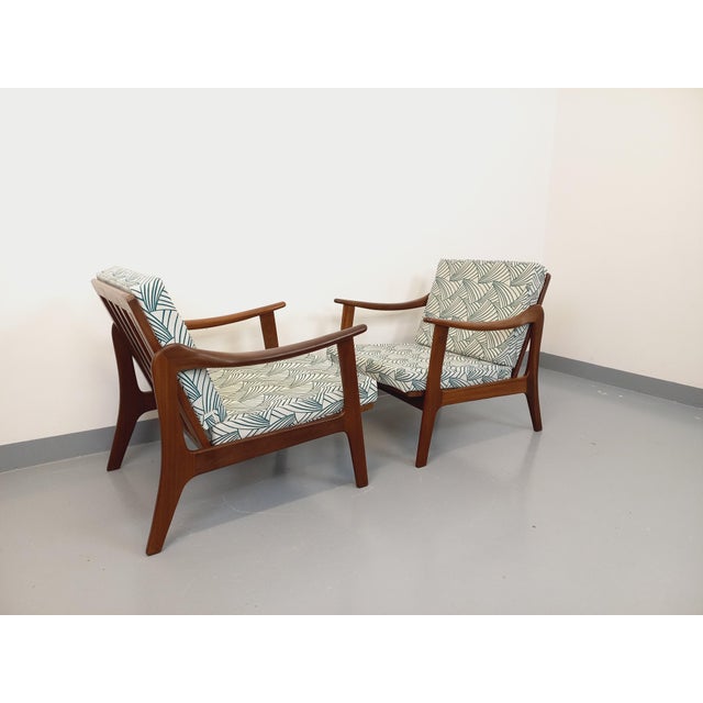 Wood Vintage Scandinavian Armchairs in Teak and Fabric by Arne Wahl Iversen for Komfort, 1960s, Set of 2 For Sale - Image 7 of 18