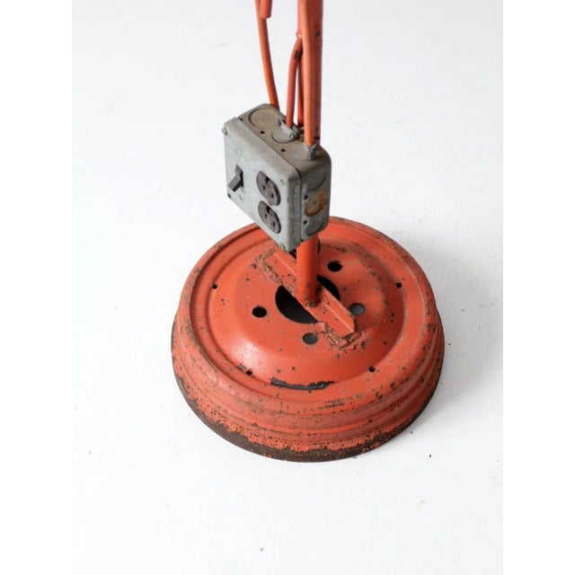 Orange Vintage Industrial Work Lamp For Sale - Image 8 of 12