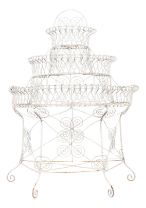 English Victorian Three-Tier Demilune Wire Garden Plant Stand