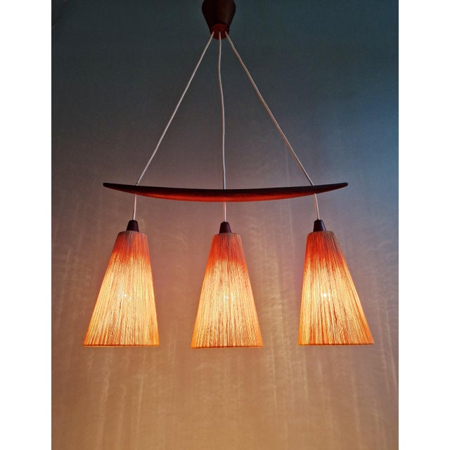 Mid-Century Teak and Sisal Rope Chandelier from Temde, 1960s For Sale - Image 14 of 18