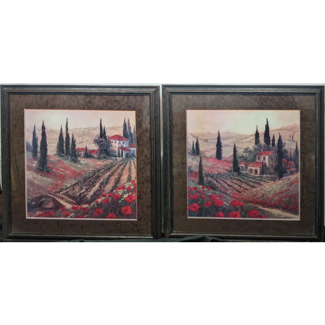 Late 20th Century Signed Fronckowiak "Poppies of Toscano I & II" Framed Fine Art Print Pair For Sale - Image 12 of 18