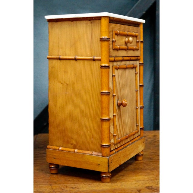 Brown Faux Bamboo Miniature Cabinet with Marble Top, 1930s For Sale - Image 8 of 11
