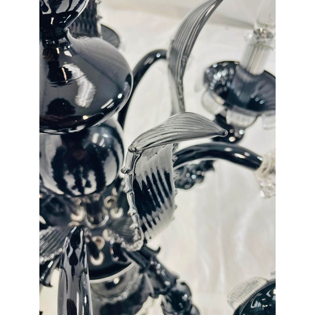 1990s Monumental Black Murano Glass Five-Arm Candelabra From the Spelling Manor For Sale - Image 14 of 18