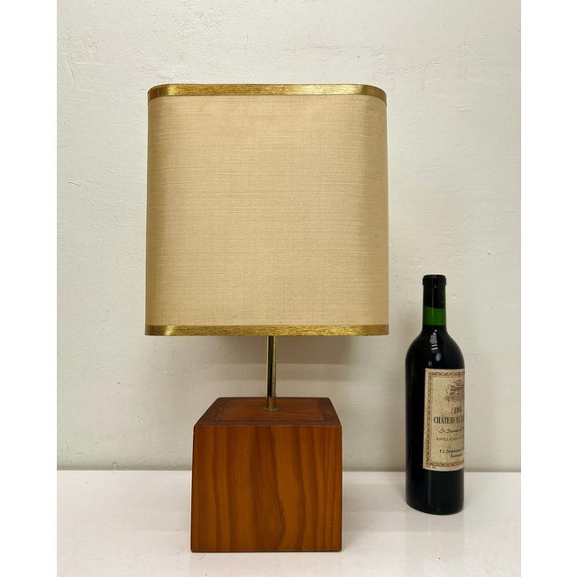 1980s Mid-Century Teak Block Table Lamp Tarogo, Japan, 1980s For Sale - Image 5 of 16