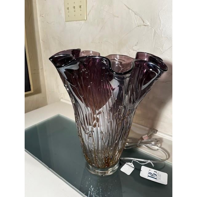 Contemporary Contemporary Bradburn Art Glass Hurricane Table Lamps - a Pair For Sale - Image 3 of 3
