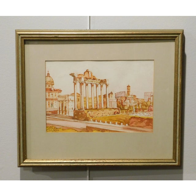 Vintage Roman Ruins Watercolor Painting Signed Bollazzi For Sale - Image 11 of 13