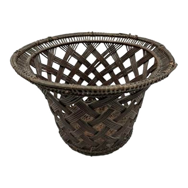 Antique Large Woven Cachepot Basket For Sale