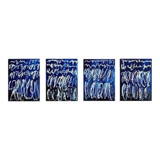Set of 4 - 'Writing' Cy Twombly Inspired Abstract Original Art Installation by Diane Grant For Sale