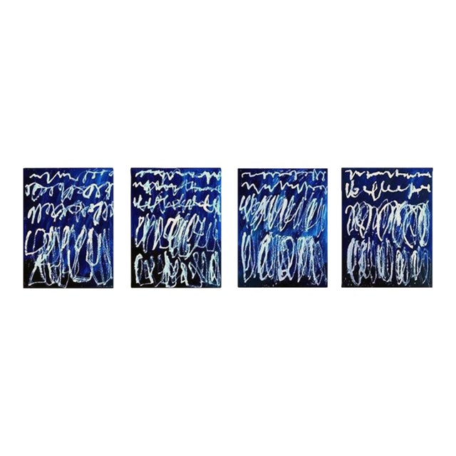 Set of 4 - 'Writing' Cy Twombly Inspired Abstract Original Art Installation by Diane Grant For Sale