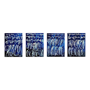 Set of 4 - 'Writing' Cy Twombly Inspired Abstract Original Art Installation by Diane Grant