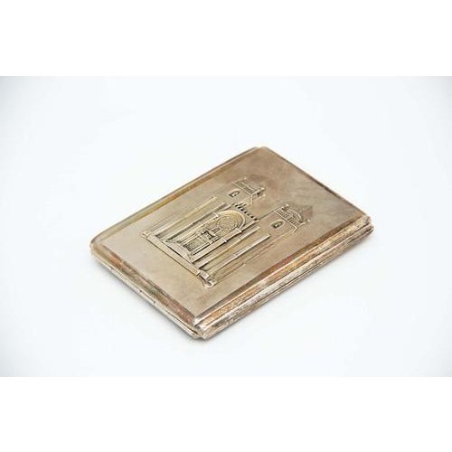 Rectangular Brushed Silver Cigarette Case For Sale - Image 3 of 4