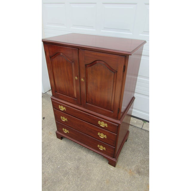 Traditional 1980s Henkel Harris Cherry Armoire Wardrobe Designer For Sale - Image 3 of 10