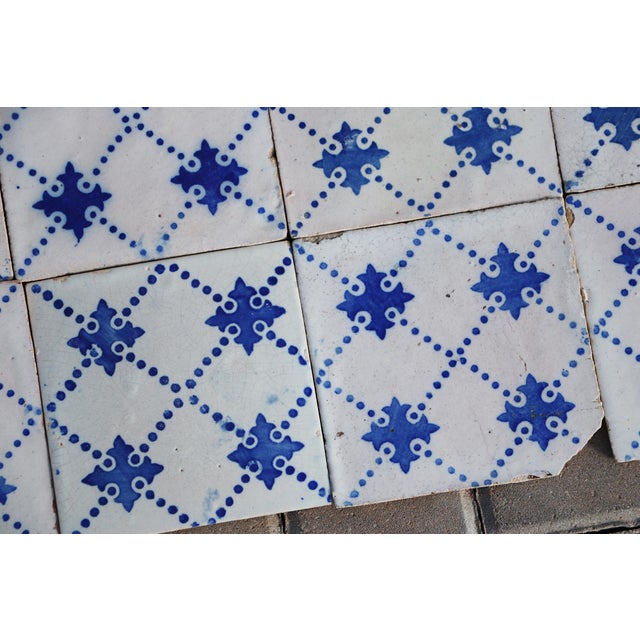 Blue Antique 19th Century Portuguese Blue Cross Lattice Tiles, Set of 19 For Sale - Image 8 of 12