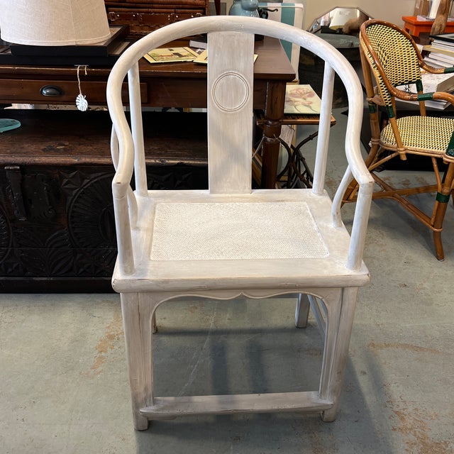 Whitewash Horseshoe Asian Chair For Sale - Image 12 of 12