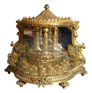 Gilded Bronze Liqueur Cellar, Set of 19