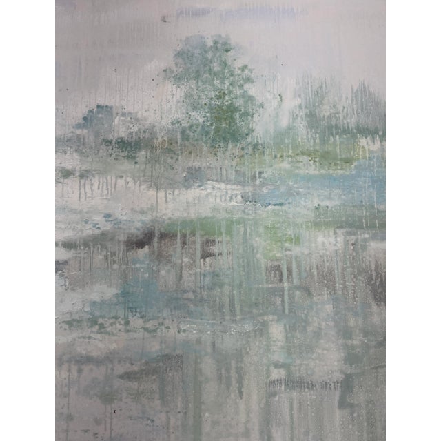 Wood Impressionistic Landscape With Drip Technique For Sale - Image 7 of 12