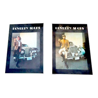 C. 1990 Jerry Mesmer Framed 'Poverty Sucks' Posters - Set of 2 For Sale