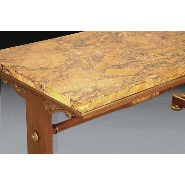 Wood Regency Siena Marble, Oak and Giltwood Centre Table, 1830s For Sale - Image 7 of 12