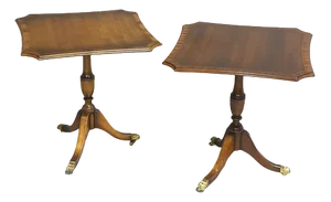 Vintage Mahogany Pedestal Tables, Set of 2