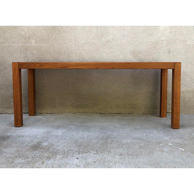 Mid-Century Modern Vintage Solid Oak Parsons Style Console Table For Sale - Image 3 of 9
