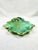 1950s Signed Handmade Majolica Style Green Leaf Serving Dish With Gold Trim For Sale - Image 4 of 8
