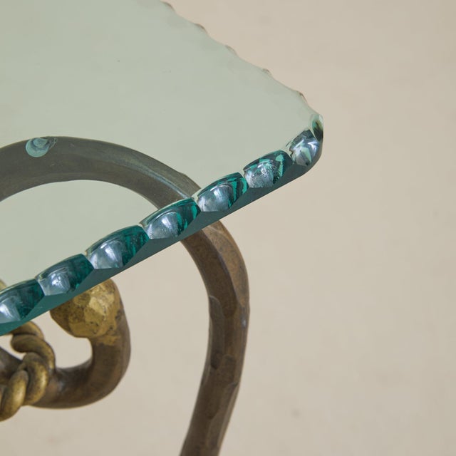 French Gilt Iron + Scalloped Glass Accent Table, 1960s - 2 Available For Sale - Image 11 of 11