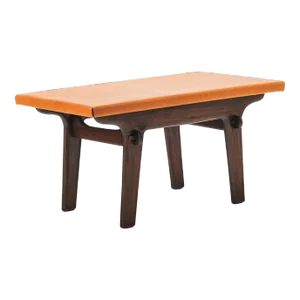 Coffee Table / Side Table by Angel Pazmino in Fruitwood and Cognac Leather, Ecuador, circa 1960s