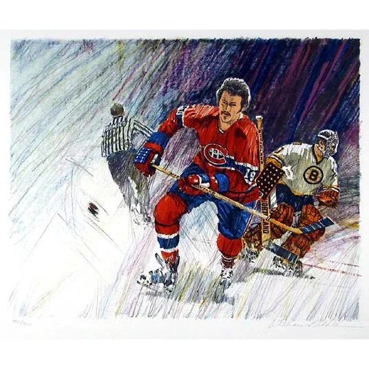 NHL Hockey, William Biddle Lithograph, Signed and Numbered in Pencil For Sale