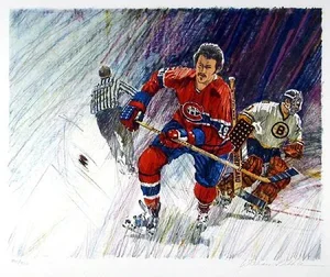 NHL Hockey, William Biddle Lithograph, Signed and Numbered in Pencil