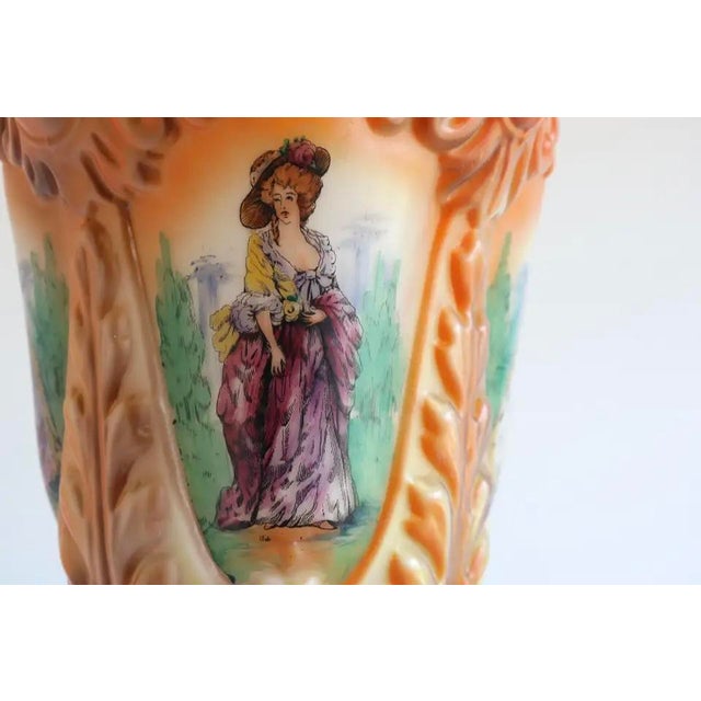 Antique French Renaissance Hand Painted Opaline Victorian Pendant Light, 1910 For Sale - Image 10 of 15