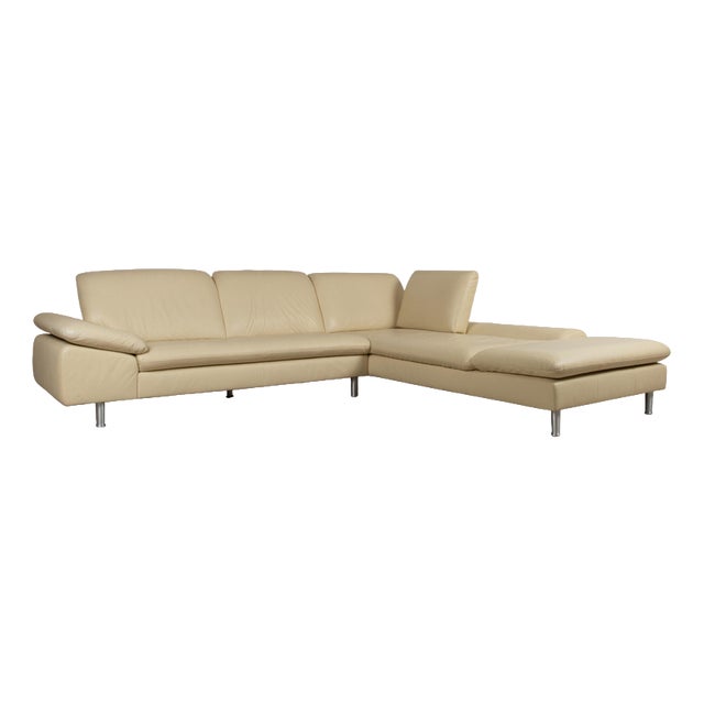 Cream Leather Corner Sofa from Loop For Sale