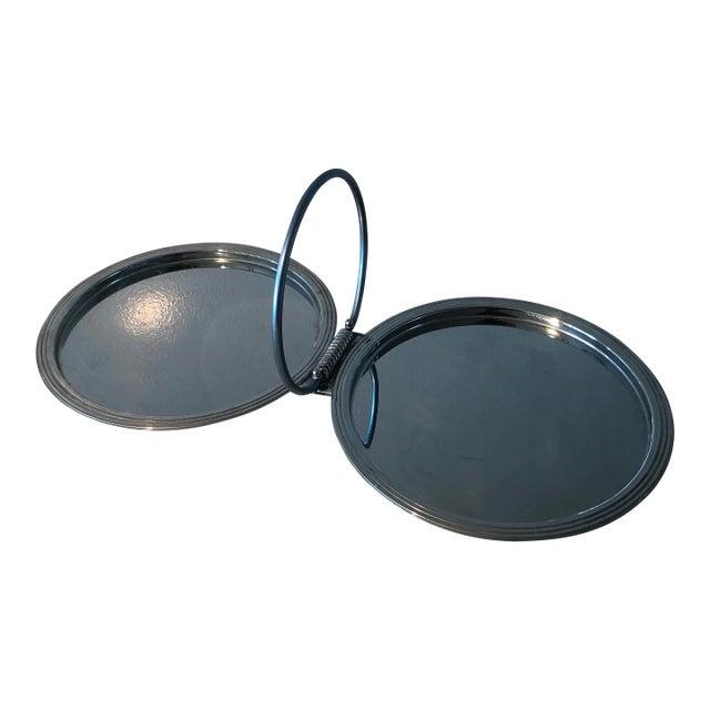 Mid-Century Electroplated Dual Foldable Portable Trays For Sale