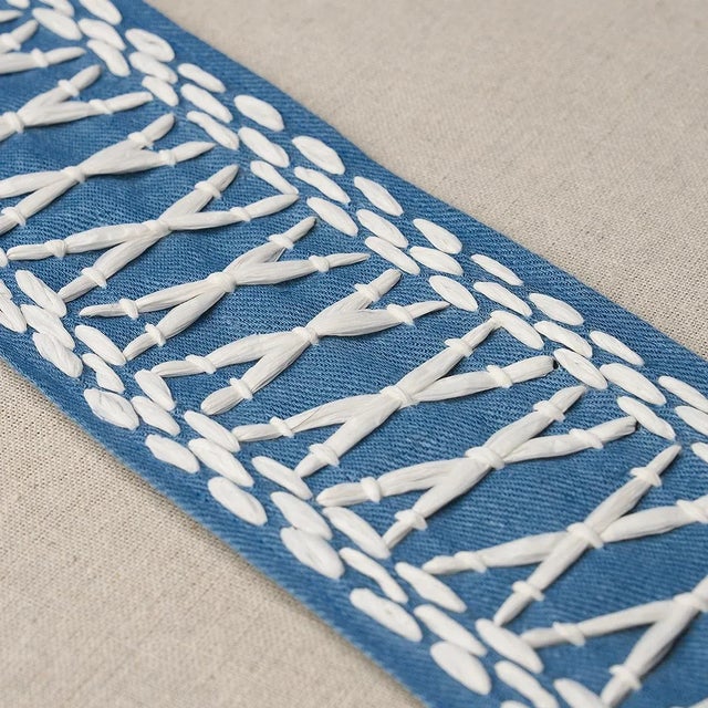 Contemporary Schumacher X Mary McDonald Tikki Tape Trim in Blue For Sale - Image 3 of 5