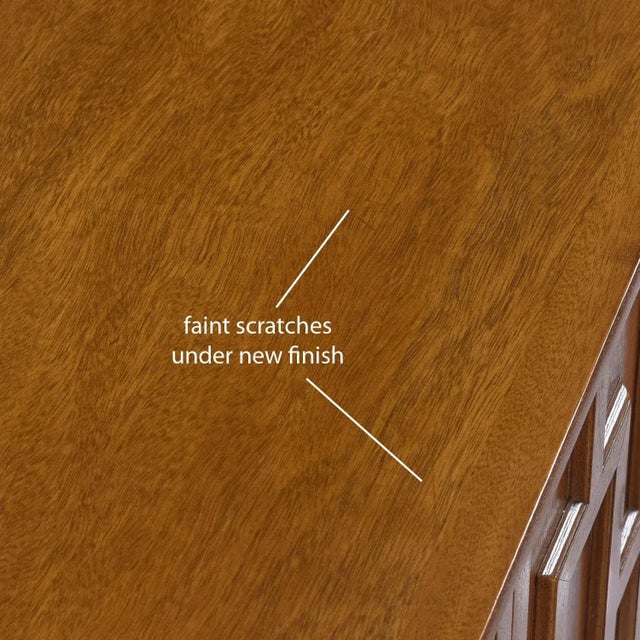 Renzo Rutili Style Fretwork 40 Inch Credenza Tv Stand Console Record Cabinet For Sale - Image 12 of 12