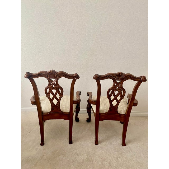 Regency House Chippendale Carved Kensington Hall Vintage Set of Four Arm Chairs Dining/Accent. For Sale - Image 13 of 18