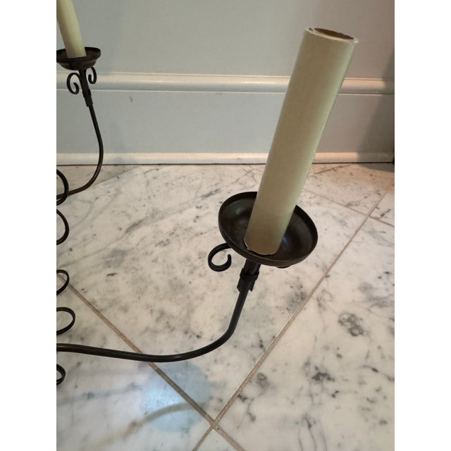 Fabulous French Basket Style Wirework Chandelier-Eight Lights For Sale - Image 4 of 10
