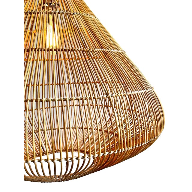 Rattan Drop Pendant Light For Sale In Los Angeles - Image 6 of 8
