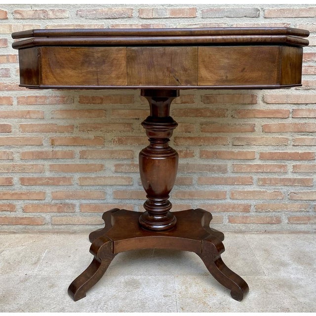 Wood French Fold-Over Game Table in Walnut, 1920 For Sale - Image 7 of 18