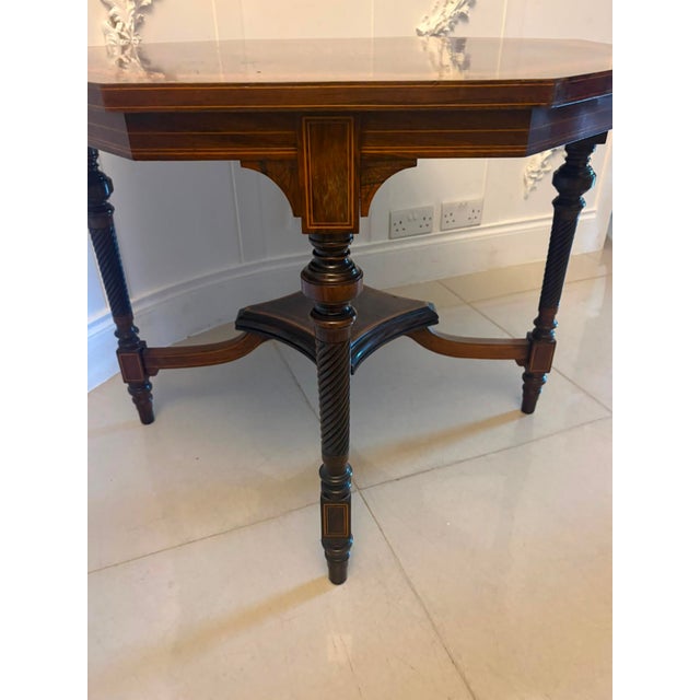 Antique Victorian Octagonal Rosewood Marquetry Centre Table, 1880s For Sale - Image 10 of 12