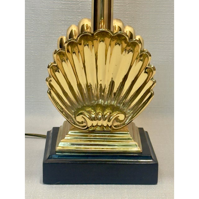 1970s Sarried, LTD Solid Brass Shell Candlestick Table For Sale - Image 9 of 13