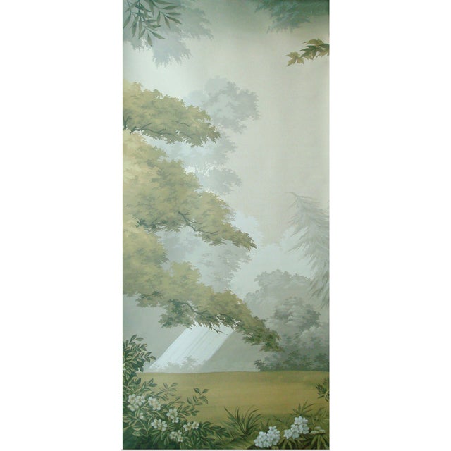 1: Commodity: Hand-Painted Foggy Forest Scenic Mural Wallpaper 2: Handicrafts: 100% handmade and hand-painted. 3:...