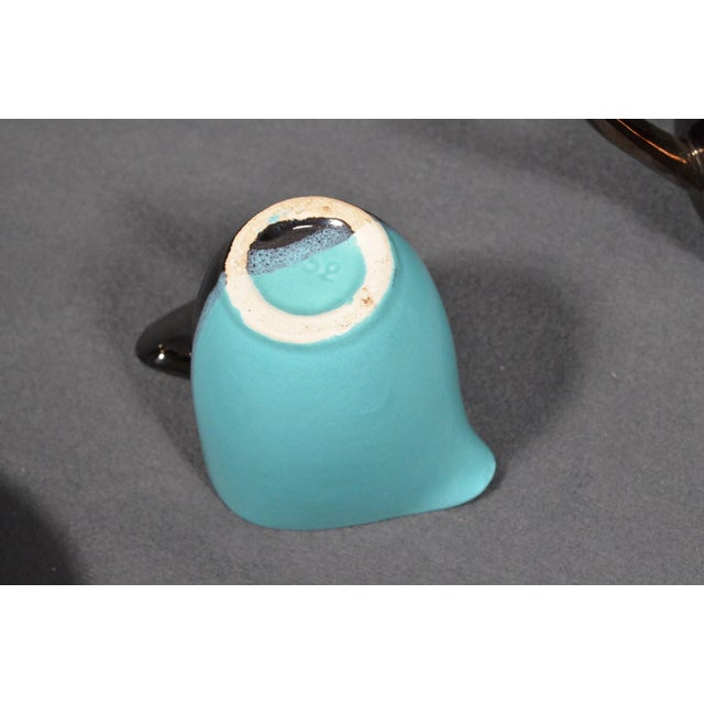 Mid 20th Century Vallauris – Black and Turquoise Blue Faience Coffee Set - 15 pcs For Sale - Image 9 of 18