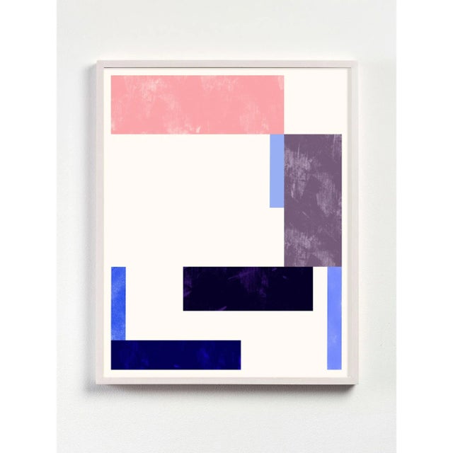 Contemporary Modernist Geometric Print With Pink & Hard-Edge Abstract Grid Art For Sale - Image 3 of 5