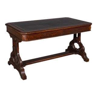 1880s Antique Victorian Scottish Oak Desk For Sale